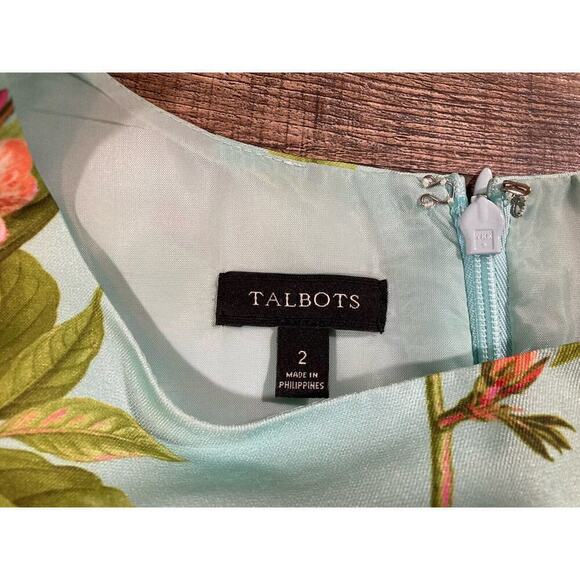 Talbots Botanical Flowers Cap Sleeve Sheath Cocktail Dress Women’s 2 - Picture 3 of 10